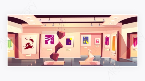 图片素材-当代室内卡通博物馆美术馆展示-1