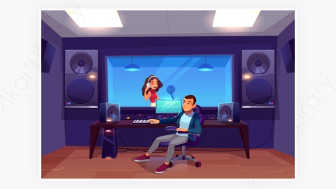 图片素材-录音制作人或音频工程师工作场所-2