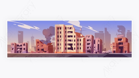 图片素材-战后城市街道上被毁的建筑物-3
