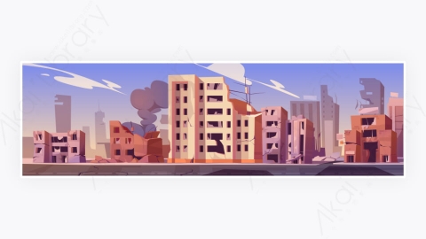 图片素材-战后城市街道上被毁的建筑物-4