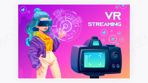 图片素材-戴着VR眼镜拍照的女人