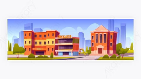 图片素材-有学校幼儿园和大学的城市建筑