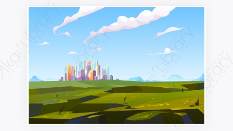 图片素材-未来城市绿山谷亚蒙山背景
