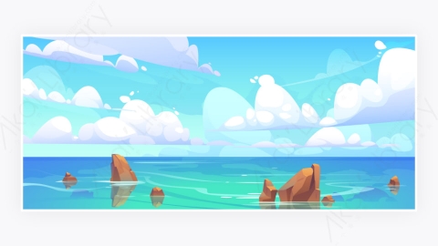 图片素材-海景观与石头在水和云