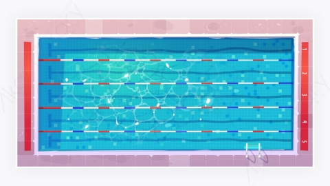 图片素材-游泳馆体育水池顶视图