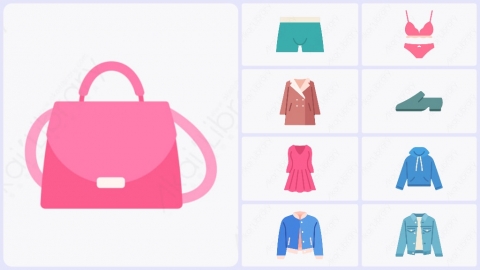 图片素材-30个扁平MG卡通衣服和衣服元素图标