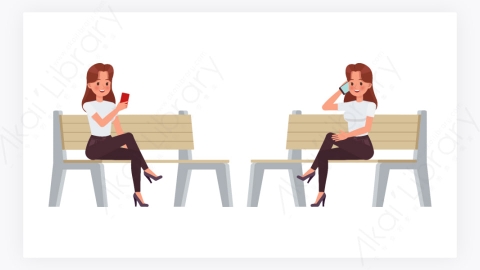 图片素材-休闲性女性人物角色动作表情-1