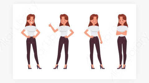 图片素材-休闲性女性人物角色动作表情-2