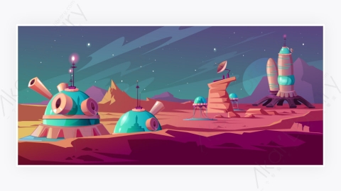 图片素材-火星表面与殖民地建筑景观-1