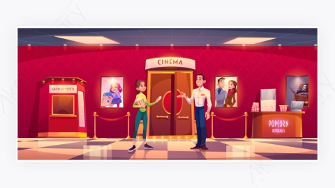 图片素材-电影院带钱箱和柜台带爆米花-1