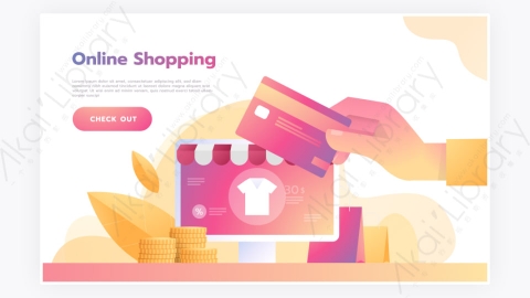 图片素材-等距智能手机在线购物概念与信用卡付款