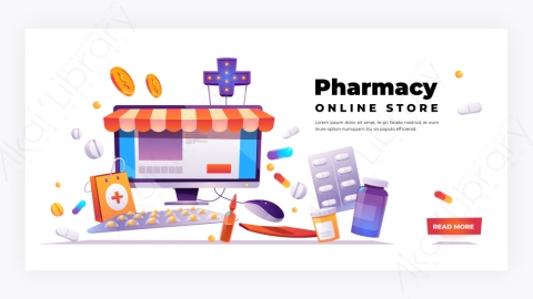 图片素材-药房在线商店横幅模板网页设计登录页面