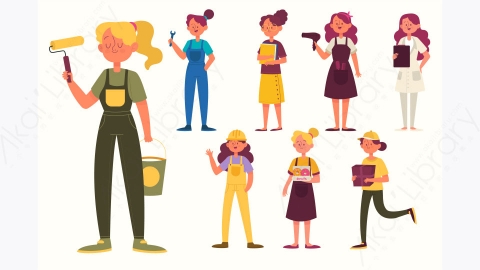 图片素材-MG扁平卡通人物角色造型女人职业集合