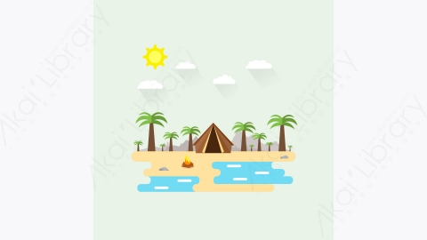 图片素材-MG卡通插画夏季户外景观平面风格3