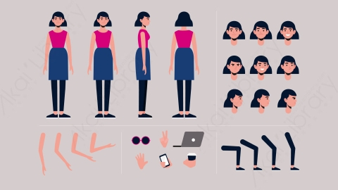 图片素材-MG扁平卡通女人物角色造型