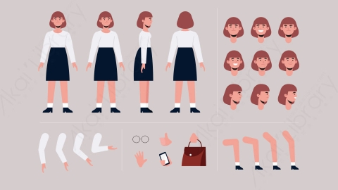 图片素材-MG扁平卡通女人物角色造型2