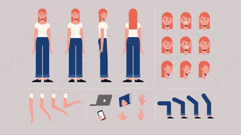 图片素材-MG扁平卡通女人物角色造型3