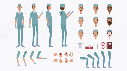 图片素材-MG扁平卡通男医生人物角色造型01