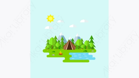 图片素材-MG卡通插画夏天户外森林2