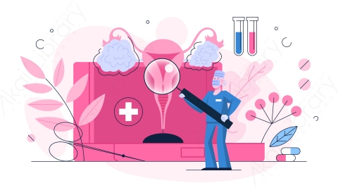 图片素材-MG卡通手绘扁平卡通医疗卫生卵巢癌诊断健康医疗理念插画设计-9