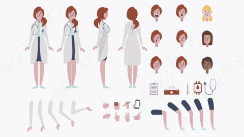 图片素材-MG扁平卡通女医生人物角色造型01