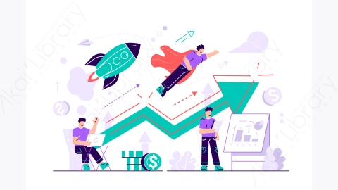 图片素材-MG卡通插画商人带着公文包像超级英雄一样飞翔创业启动创业创业概念白色背景平坦明亮充满活力的紫色孤立插图