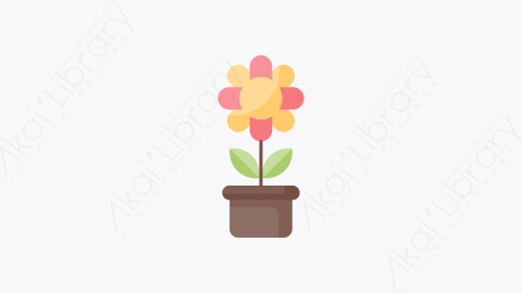 图片素材-001-花盆flower_pot扁平卡通盆栽花朵元素图标