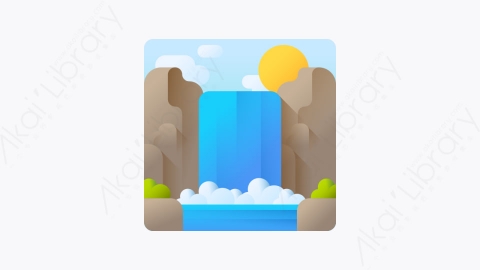 图片素材-001-瀑布waterfall扁平卡通景观元素图标