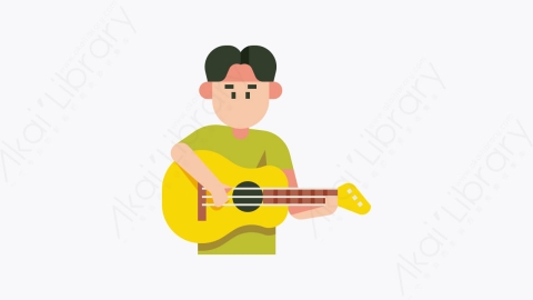 图片素材-006-吉他手guitarist扁平卡通爱好和空闲时间元素图标