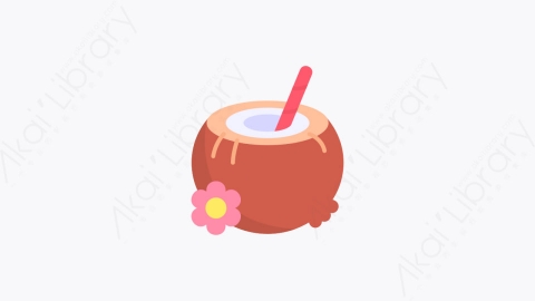 图片素材-007-椰子饮料coconut_drink扁平卡通夏季元素图标
