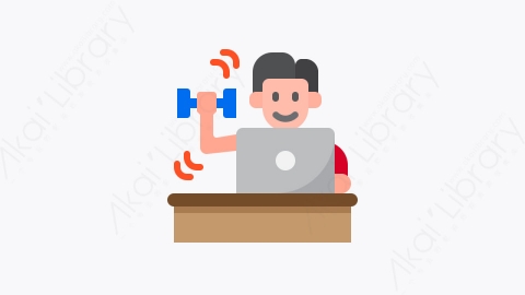 图片素材-007-练习exercise扁平卡通在家工作元素图标