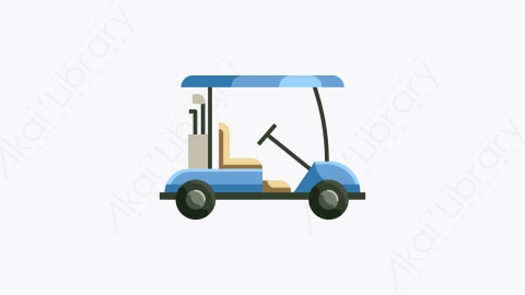 图片素材-007-高尔夫球车golf_cart扁平卡通交通工具元素图标