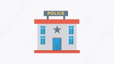 图片素材-007-警察局policestation扁平卡通城市建筑图标元素