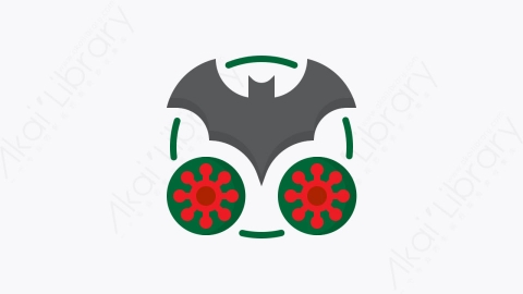 图片素材-009-蝙蝠bat扁平卡通电晕病毒元素图标