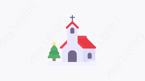 图片素材-009-教堂church扁平卡通圣诞节元素图标