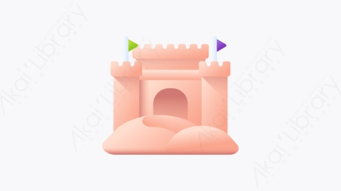图片素材-009-沙丘城堡sand_castle扁平卡通暑假元素图标