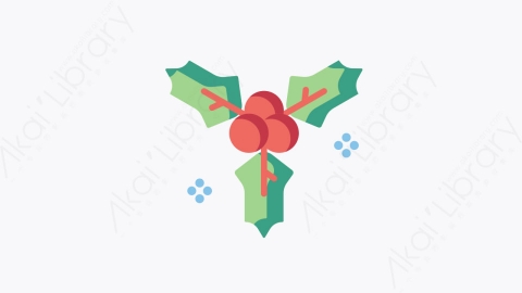 图片素材-010-槲寄生mistletoe扁平卡通冬季元素图标