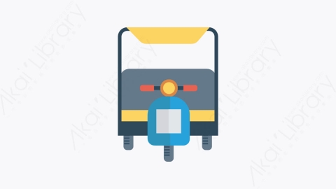 图片素材-010-人力车-2rickshaw扁平卡通交通工具图标元素