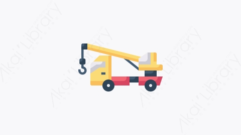 图片素材-011-吊车crane_truck扁平卡通交通图标