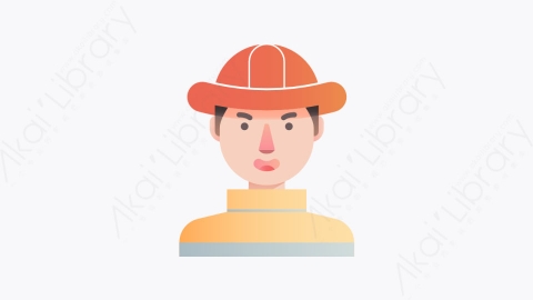 图片素材-011-消防员firefighter扁平卡通人物头像图标