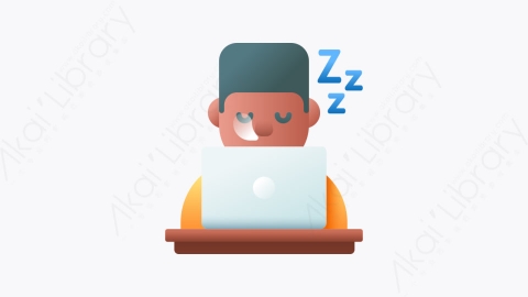 图片素材-012-困倦sleepy扁平卡通工作主页元素图标