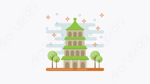 图片素材-013-因弗卡吉尔invercargill扁平卡通亚洲建筑图标