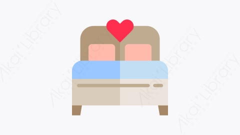 图片素材-014-双人床doublebed扁平卡通家具和家用元素图标