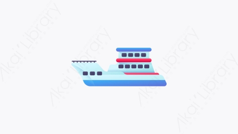 图片素材-014-游轮ship扁平卡通交通元素图标
