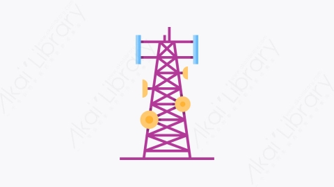 图片素材-015-细胞塔cell_tower扁平卡通通信元素图标