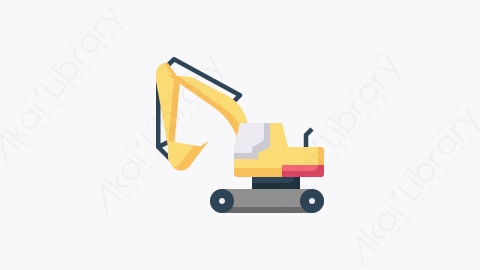 图片素材-015-挖掘机excavator扁平卡通交通图标