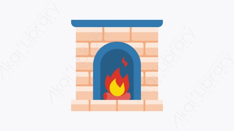 图片素材-016-壁炉fireplace扁平卡通冬季元素图标