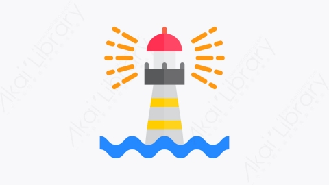 图片素材-016-灯塔lighthouse扁平卡通导航元素图标