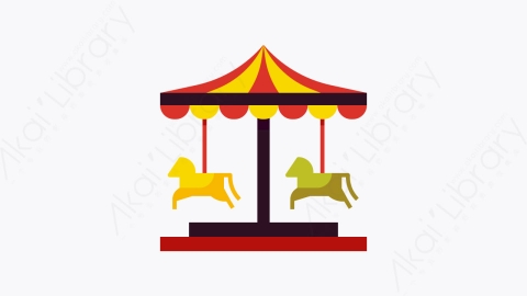 图片素材-016-旋转木马merry_go_round扁平卡通事件元素图标