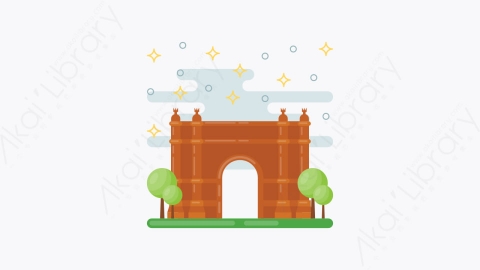 图片素材-017-凯旋门arc_de_triomphe扁平卡通亚洲建筑图标